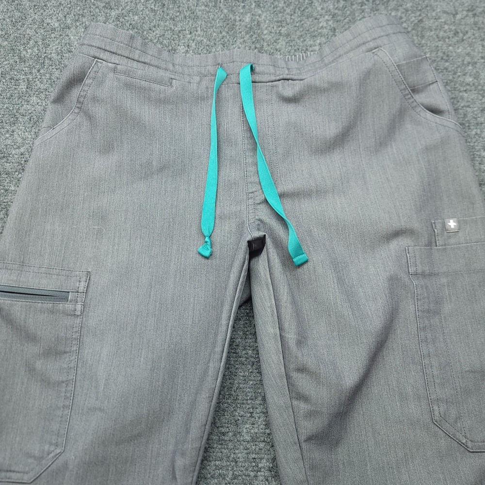 FIGS Technical Collection Grey Scrub Pants Petite Small TW2000P Teal Drawstring - Picture 7 of 16
